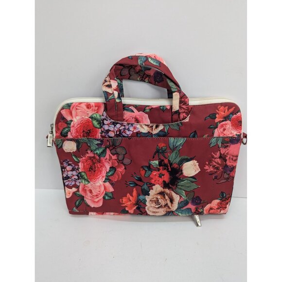 Canvas Life Pink Floral Laptop Case Messenger Bag with Wide Shoulder Strap - Picture 5 of 11